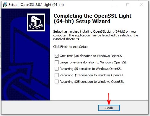 FInishing the OpenSSL installation