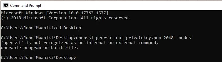 OpenSSL not recognized in windows